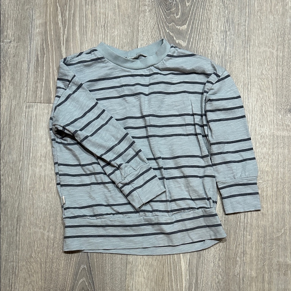 Gray Striped Long Sleeve Kids Tee